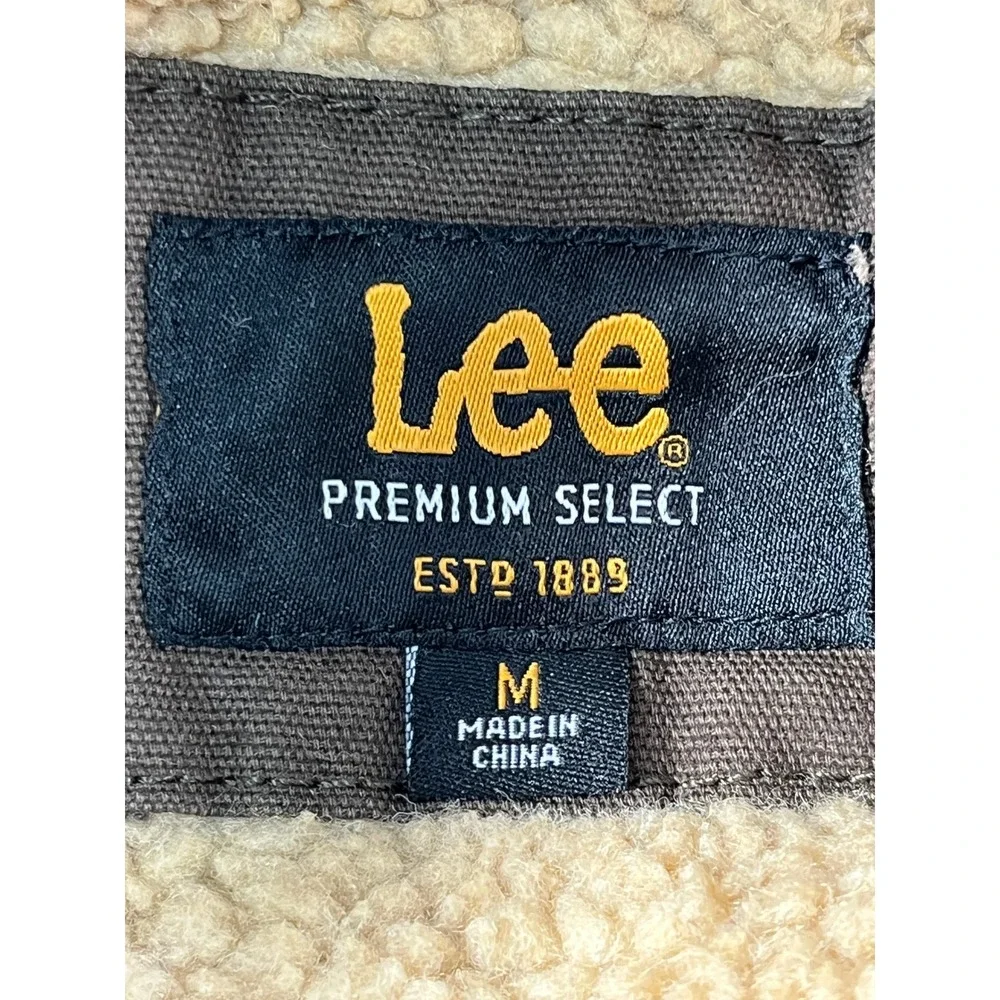 Lee Vest Mens Medium Brown Excellent Vintage Sherpa Lined Canvas Workwear Zip